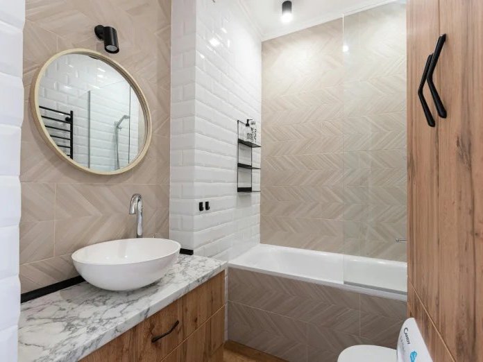Bathroom with updated tile